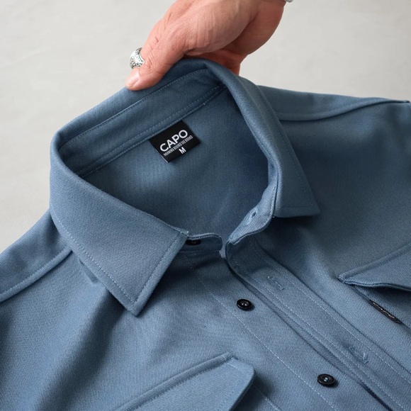 Capo Coastal Blue Overshirt Button-Up Shirt Shacket - Picture 5 of 7